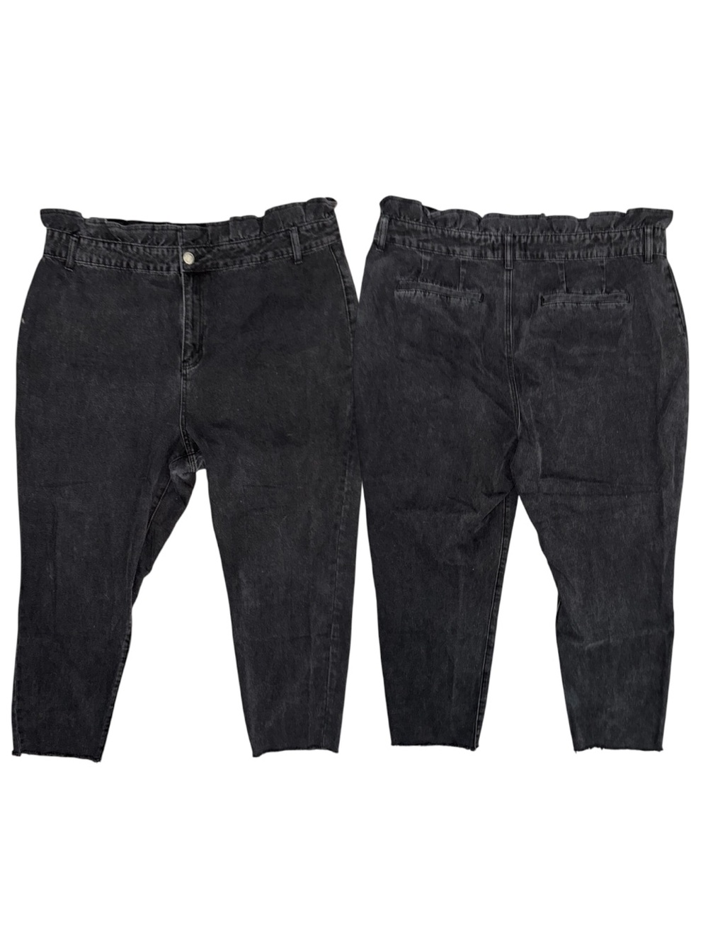 Black High-Waisted Paper Bag Jeans